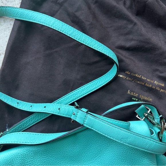 Kate Spade Teal Blue Green Fold Over Messenger Bag Crossbody Handbag w/ Dustbag - Picture 4 of 10